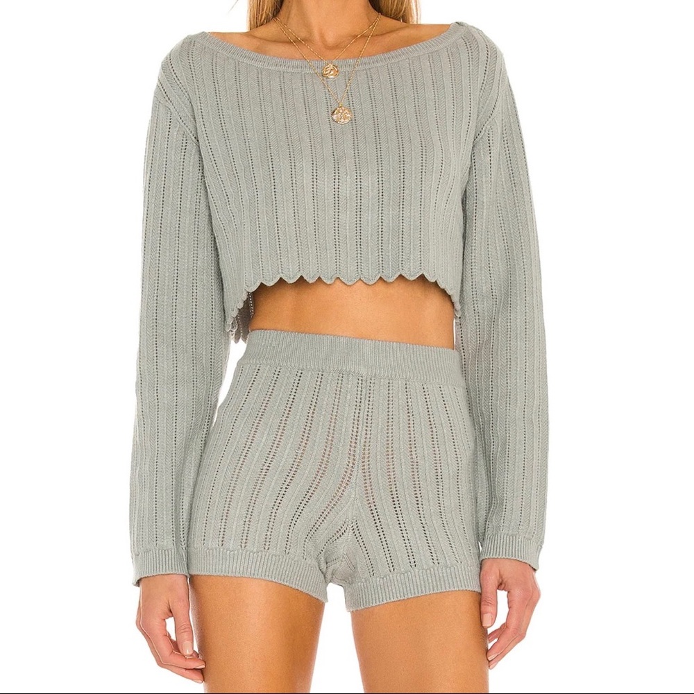 Revolve X Tularosa Sicily Cropped Knit Sweater in Sage Size Large NWT - Picture 1 of 14